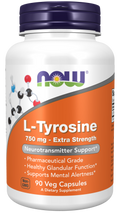 NOW L-Tyrosine 750 mg Extra Strength Veg Capsules - 90 Count