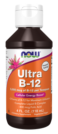 NOW Ultra B-12 Vloeistof 5000 mcg met B-Complex & Folaat - 118 mL