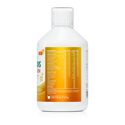 Supplement facts & ingredients image: Swedish Nutra Super Kids multivitamin supplement facts ingredients 500ml bottle