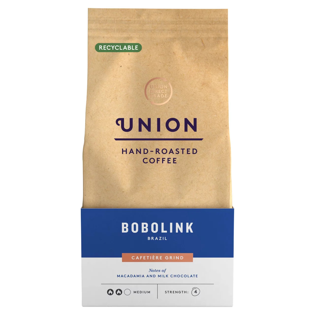 Union Bobolink Brazil Cafetiere Grind Coffee bag, 200g.