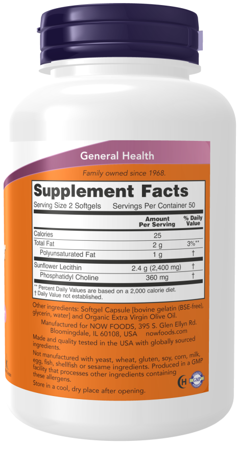 NOW Sunflower Lecithin 1200mg Softgels