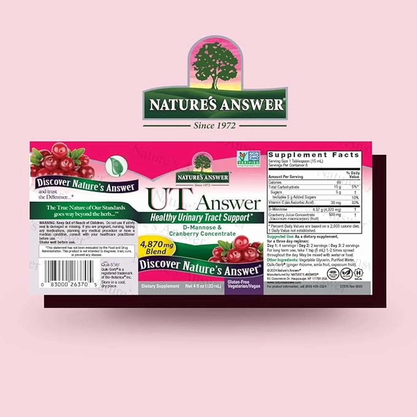 Nature’s Answer UT Answer cranberry liquid supplement 120ml barcode