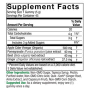 Nature's Answer Apple Cider Vinegar and Ginger Gummies 45 supplement facts and directions
