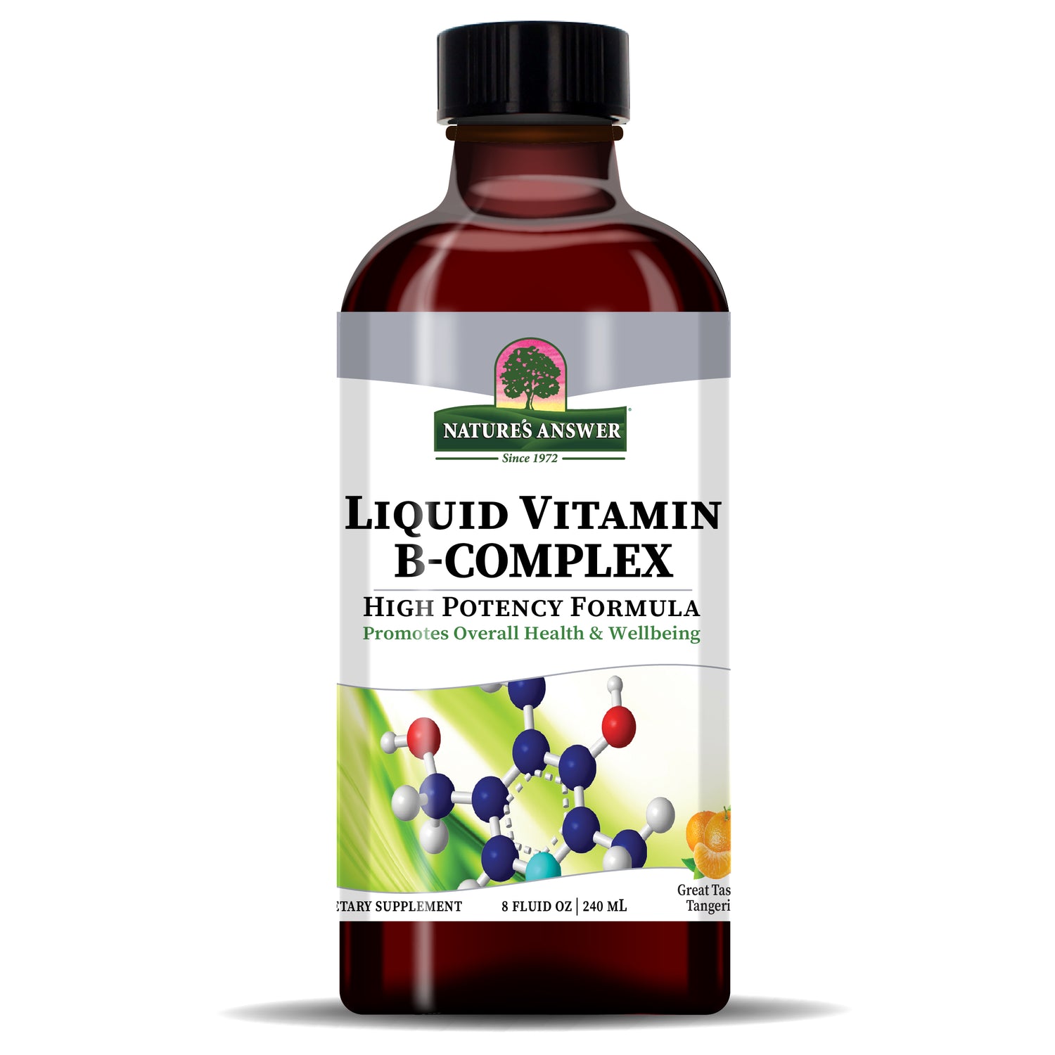 Nature's Answer Liquid Vitamin B-Complex Tangerine 240ml supplement front label