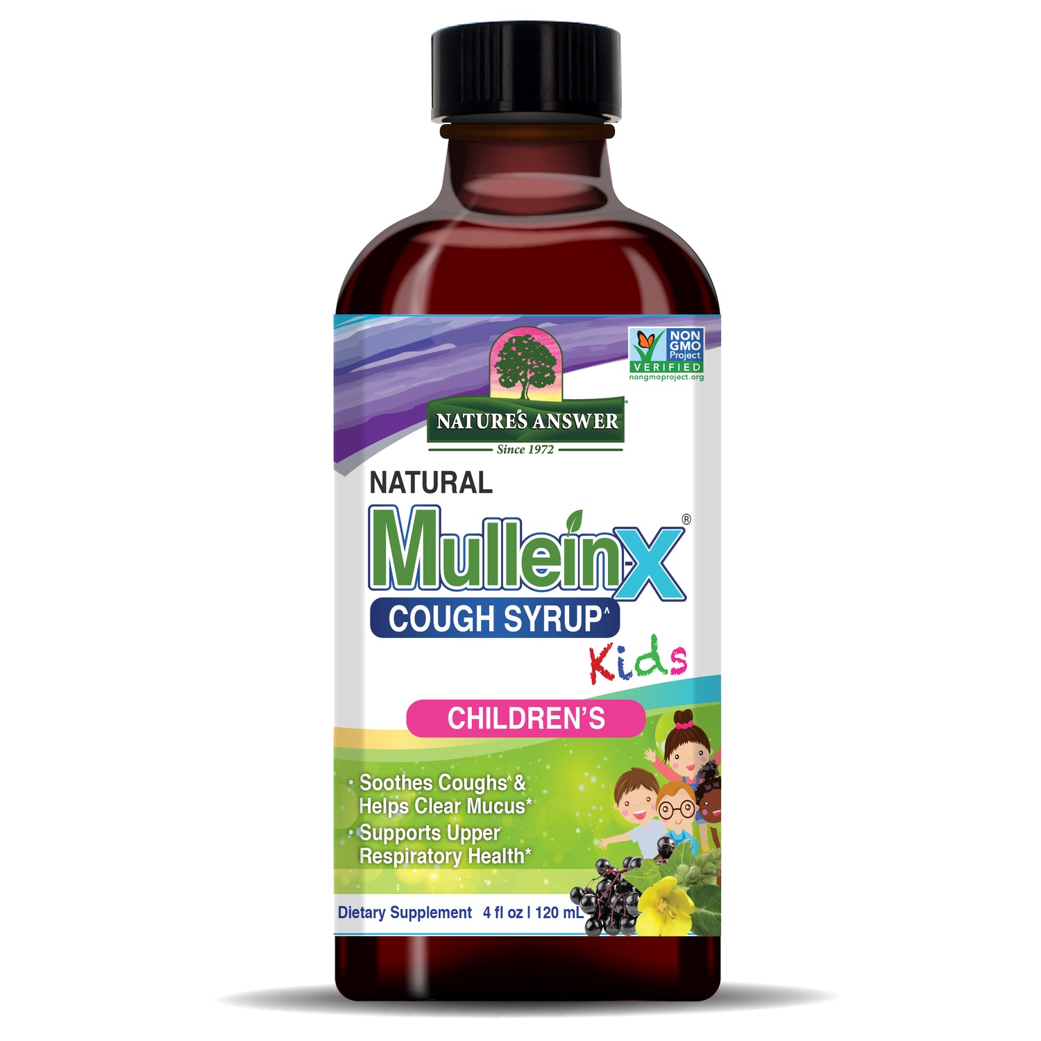 Nature’s Answer Kids Mullein-X Herbal Liquid Supplement Alcohol-Free 120ml bottle front view