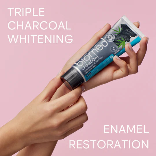 BIOMED Natural Charcoal Toothpaste - 98% Natural with Bamboo Charcoal