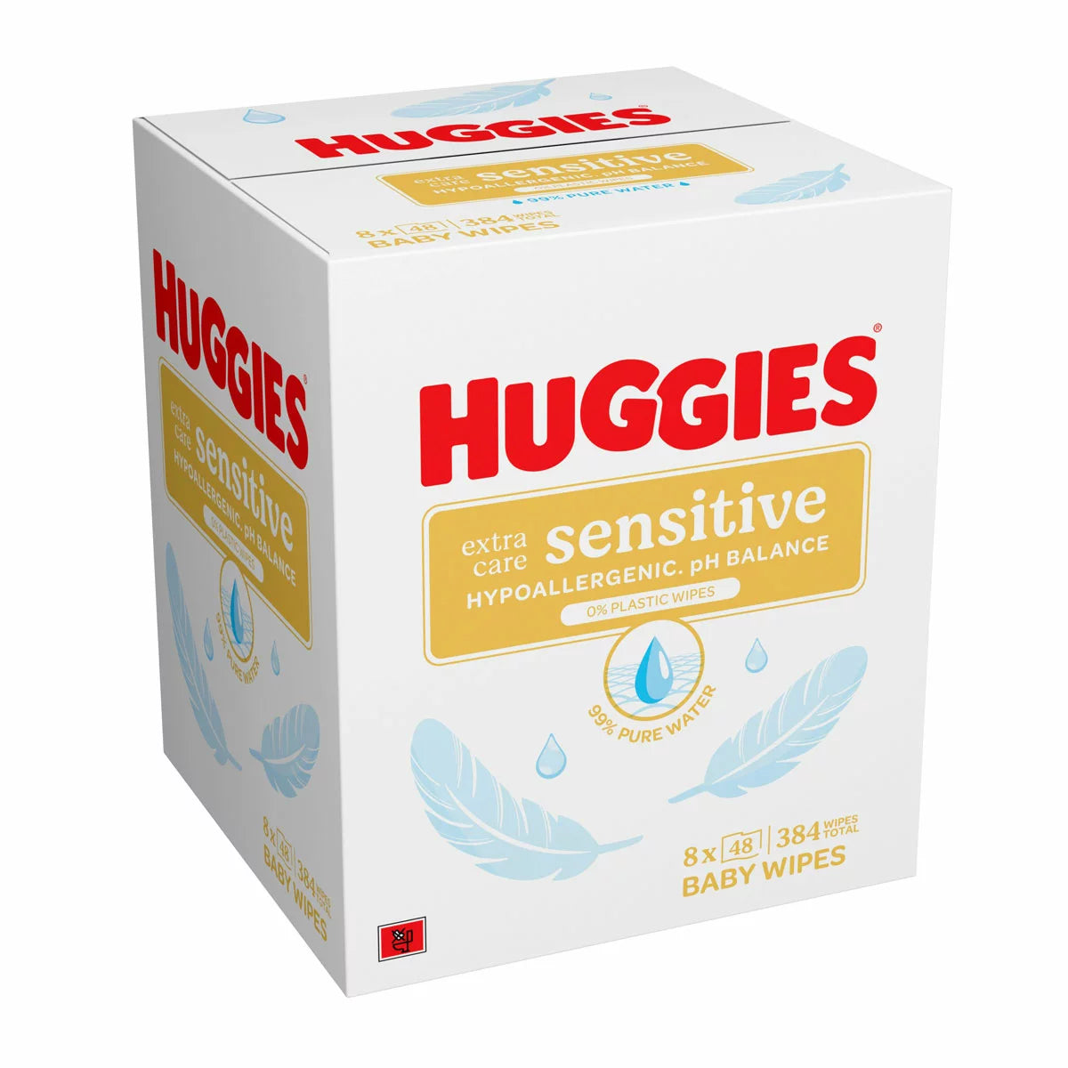 Huggies Extra Care Sensitive Baby Wipes soft pack fragrance-free wipes 8 x 48 wipes
