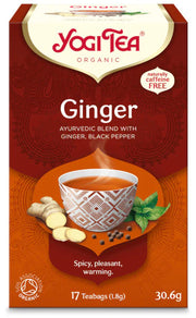 Front Image: Yogi Tea Organic Ginger tea bags herbal infusion 17 x 1.8g box