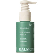 Front image: Balmonds Scar and Stretch Mark Oil 50ml bottle natural skincare oil packaging