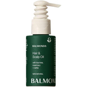 Front image: Balmonds Hair and Scalp Oil 50ml bottle natural conditioning oil packaging