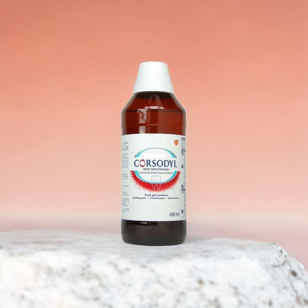 Corsodyl Fresh Mint Mouthwash - With Chlorhexidine for Plaque Control - 600ml