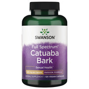 Front: Bottle of Swanson Full Spectrum Catuaba Bark 465 mg, 120 capsules.