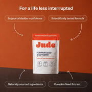Jude Bladder Health Supplement, cardboard box and capsule packaging, no flavour, 60 capsules, daily supplement use