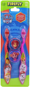 Firefly Paw Patrol Toothbrushes for Kids 3+ Twin Pack with Caps