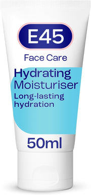 E45 Face Care Hydrating Moisturiser fragrance free facial skincare tube for dry sensitive skin 50ml