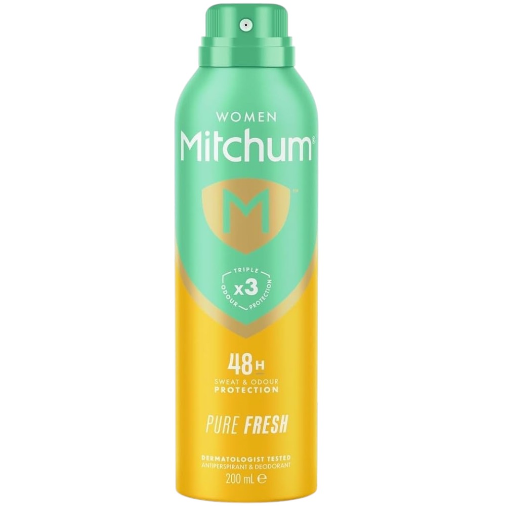 Mitchum Women's Pure Fresh antiperspirant aerosol 200ml spray can front packaging