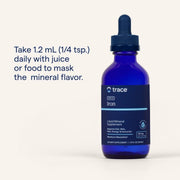 How to Use Image: Trace Minerals Ionic Iron 22mg liquid usage instructions bottle 56ml