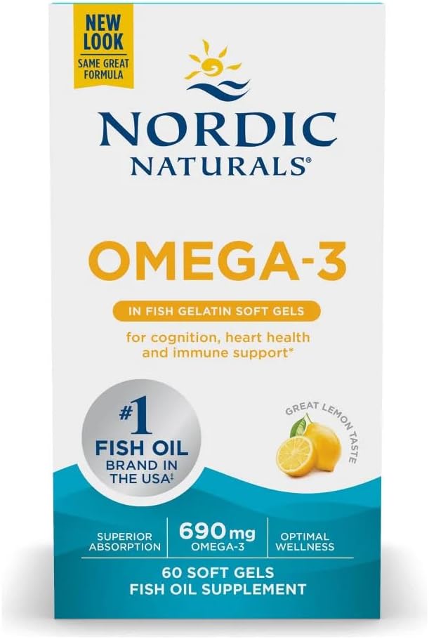 Nordic Naturals Lemon Omega-3 Fish Gelatin Soft Gels box - 60 Count