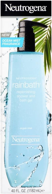 Neutrogena Rainbath Ocean Mist Shower & Bath Gel 1182ml pump bottle. Front view.