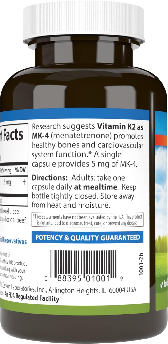 Barcode image: Carlson Vitamin K2 MK4 capsules barcode bottle 180 count