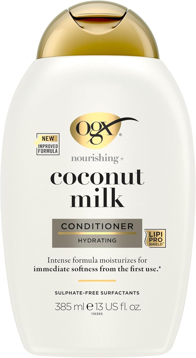 OGX Nourishing Coconut Milk Conditioner 385ml bottle on white background