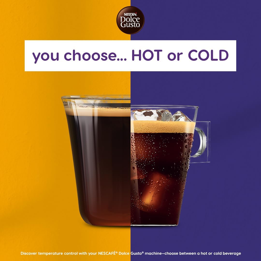 How to Use: NESCAFÉ Dolce Gusto Americano coffee pod used in hot or cold cup serving 16 capsules