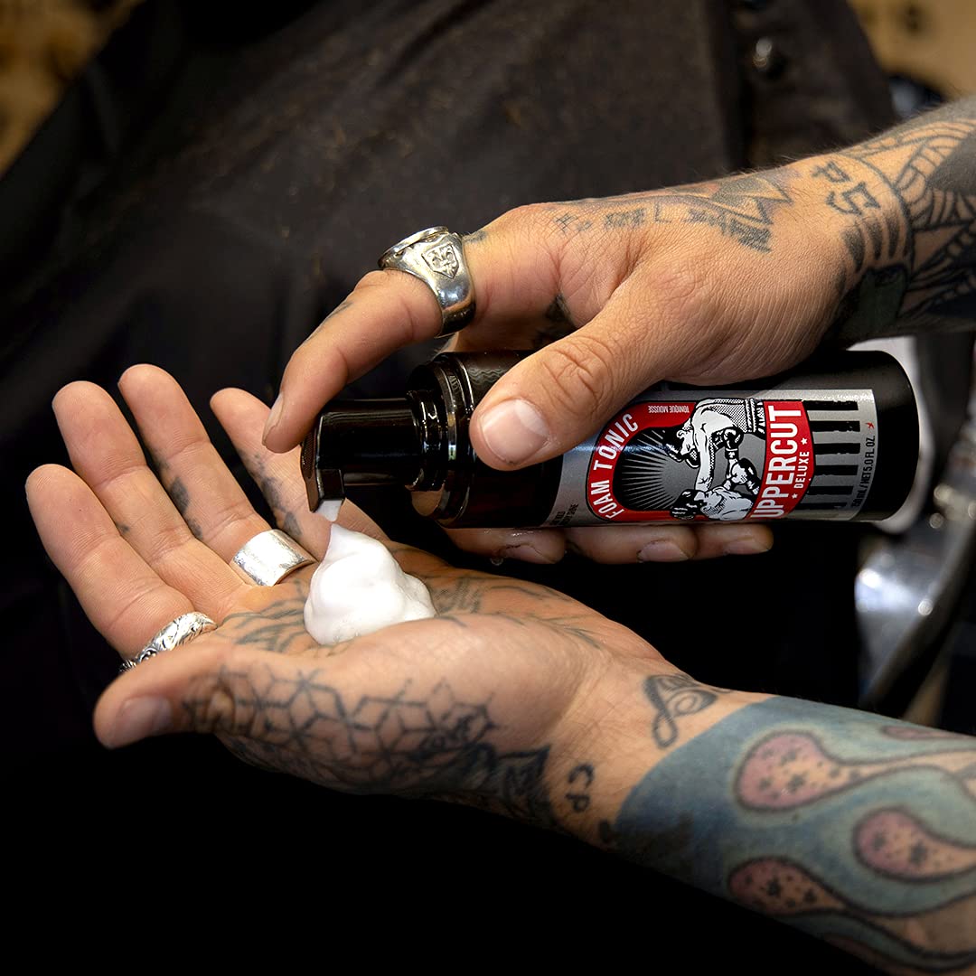 How to Use: Uppercut Deluxe Styling Foam Tonic 150ml applying foam to hair styling routine