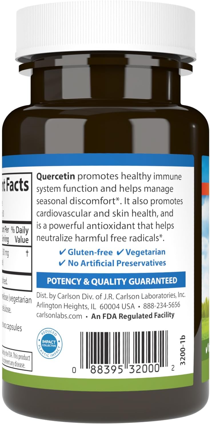Barcode image: Carlson Quercetin capsules 500 mg barcode bottle 60 count