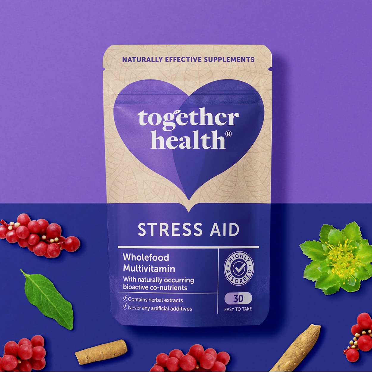 Together Health Stress Aid Wholefood Multivitamin 30 Capsules Pack of 2