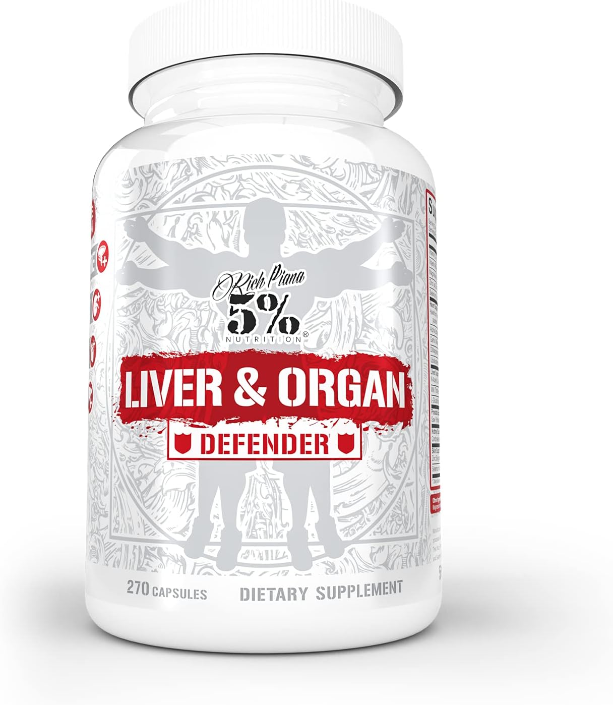 5% Nutrition Multi-Organ Support Complex bottle, 270 capsules, on clean background.