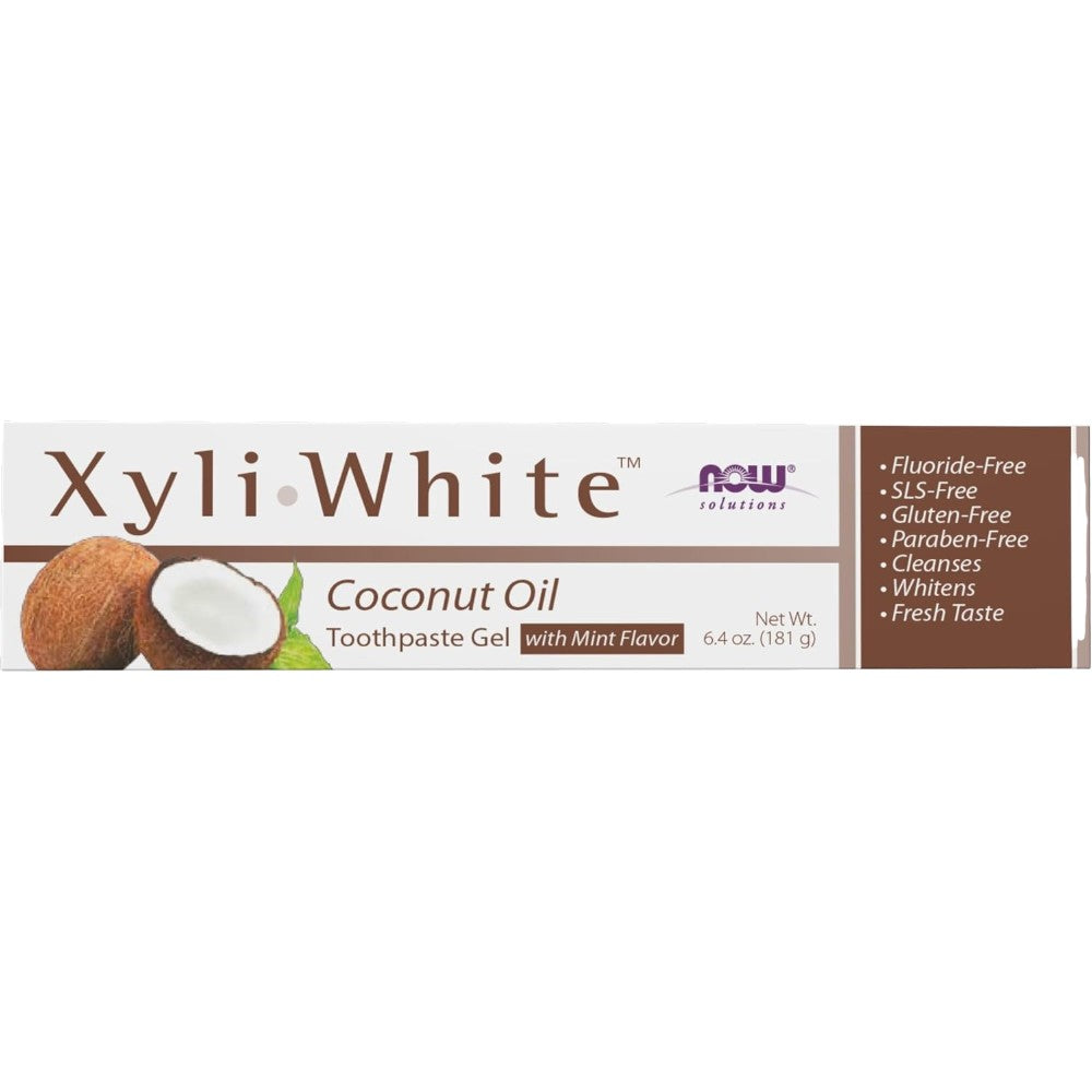 NOW Solutions XyliWhite Coconut Oil Toothpaste Gel Mint Flavour 181g box front packaging