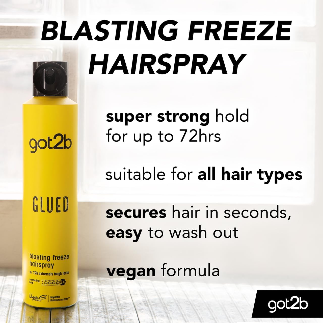 got2b Glued Blasting Freeze Hairspray aerosol spray can 300ml ingredients and product information