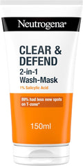 Neutrogena Clear & Defend 2-in-1 Wash & Mask 150ml - 1% Salicylzuur Formule