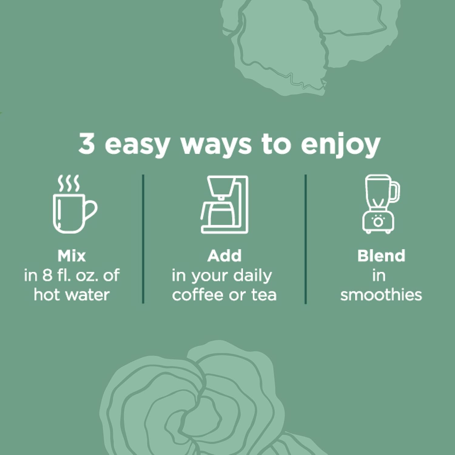 How to use
Four Sigmatic chaga elixir preparation instructions sachet display