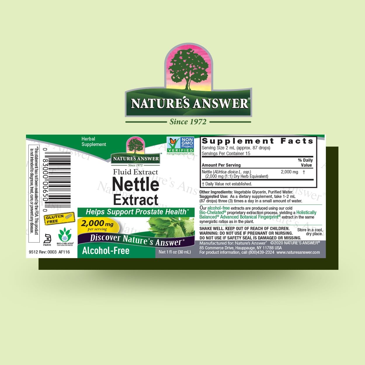 Nature’s Answer Nettle Leaf alcohol-free extract 30ml barcode