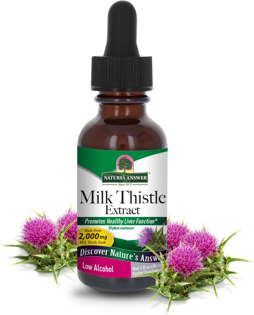 Nature’s Answer Milk Thistle liquid extract low alcohol 30ml bottle front label