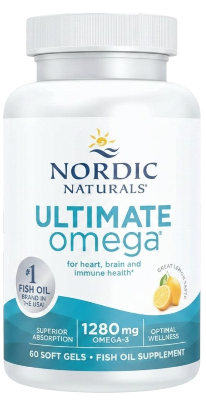 Nordic Naturals Ultimate Omega 1280mg Lemon 60 Soft Gels Pack of 2