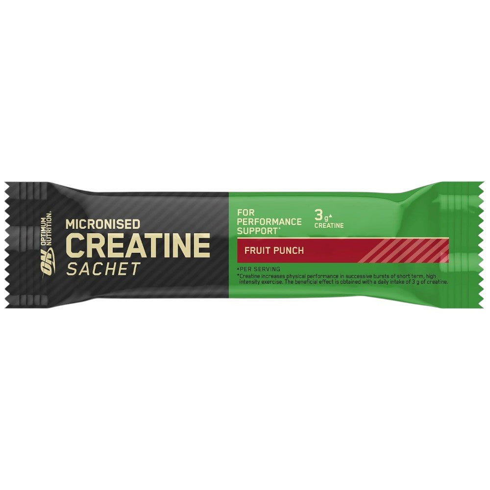 Optimum Nutrition Micronised Creatine Fruit Punch 10 x 4.5g sachets front packaging