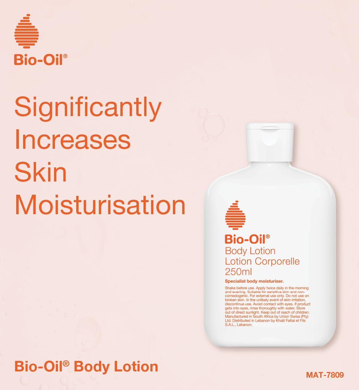 Bio-Oil Ultralight Moisturising Body Lotion, pump bottle packaging, fragrance not specified, 175ml, ingredients information