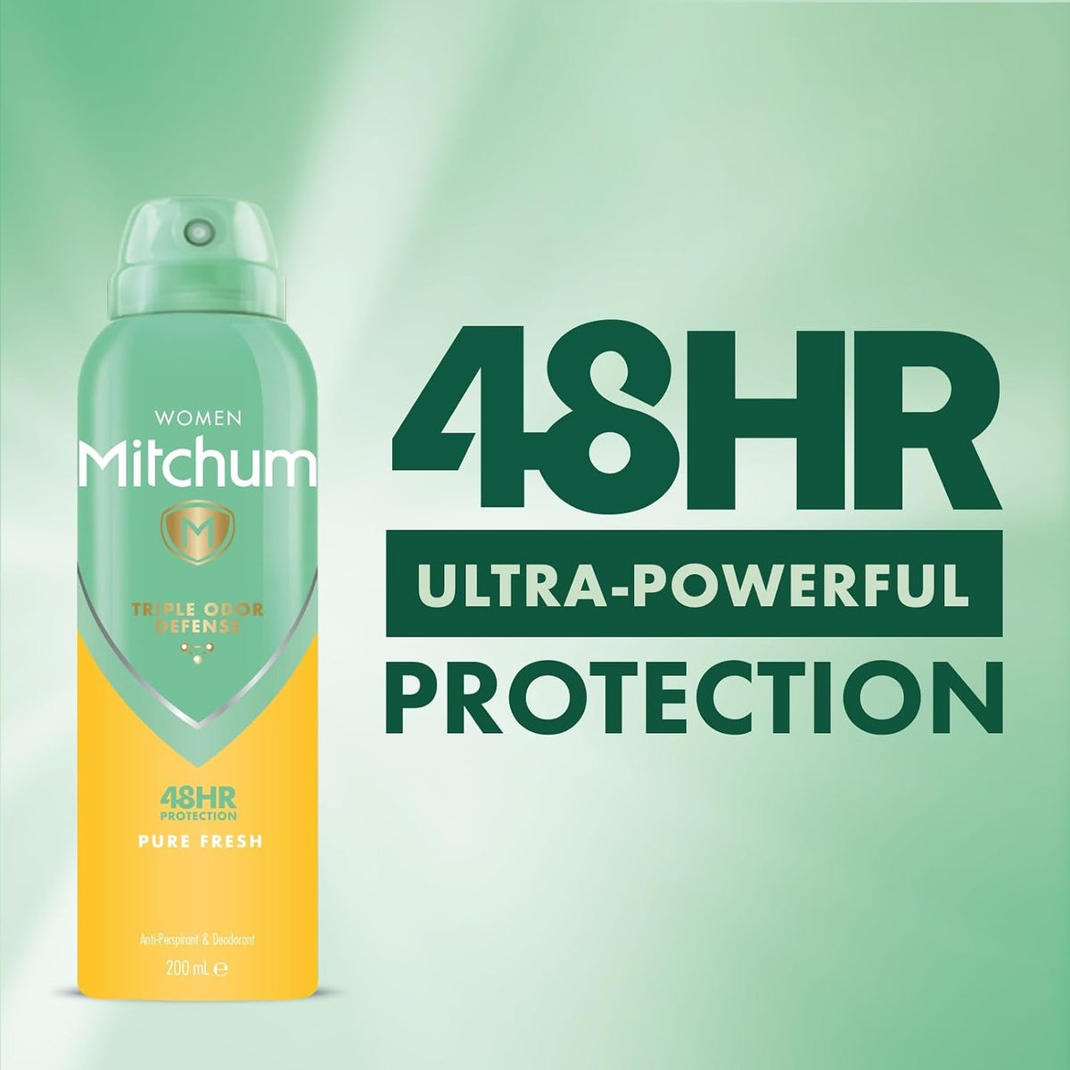 Mitchum Women's Pure Fresh antiperspirant aerosol 200ml spray can product information