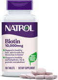 Natrol Biotine 10.000mcg Supplement met Vitamine B7 - 100 Tabletten
