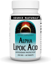 Front image: Source Naturals Alpha Lipoic Acid 200mg tablets bottle 60 count