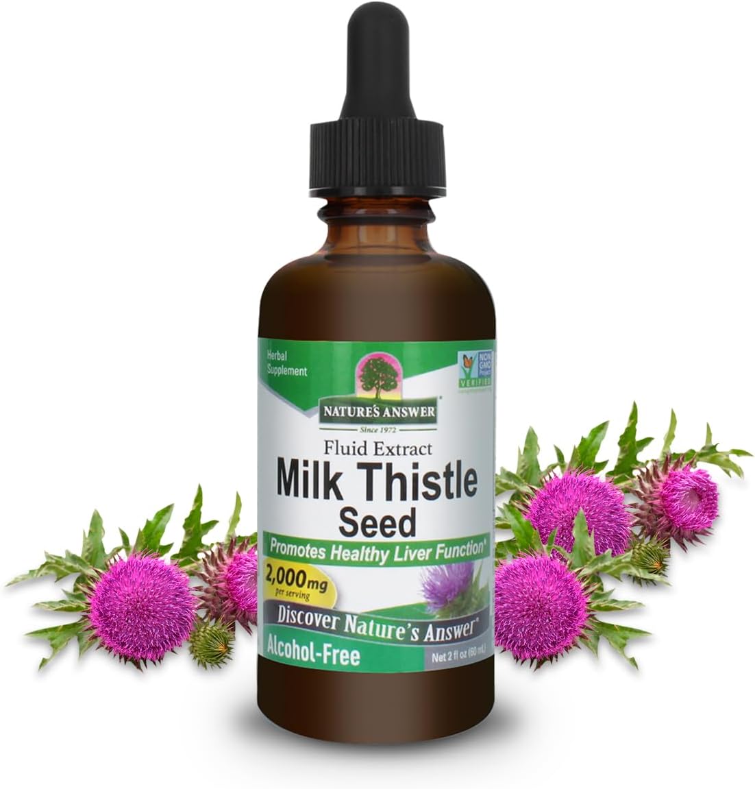 Nature’s Answer Milk Thistle Alcohol-Free Liquid Extract 60ml bottle front view