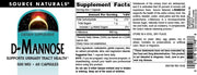 Source Naturals D-Mannose 500mg Capsules - 60 Count label