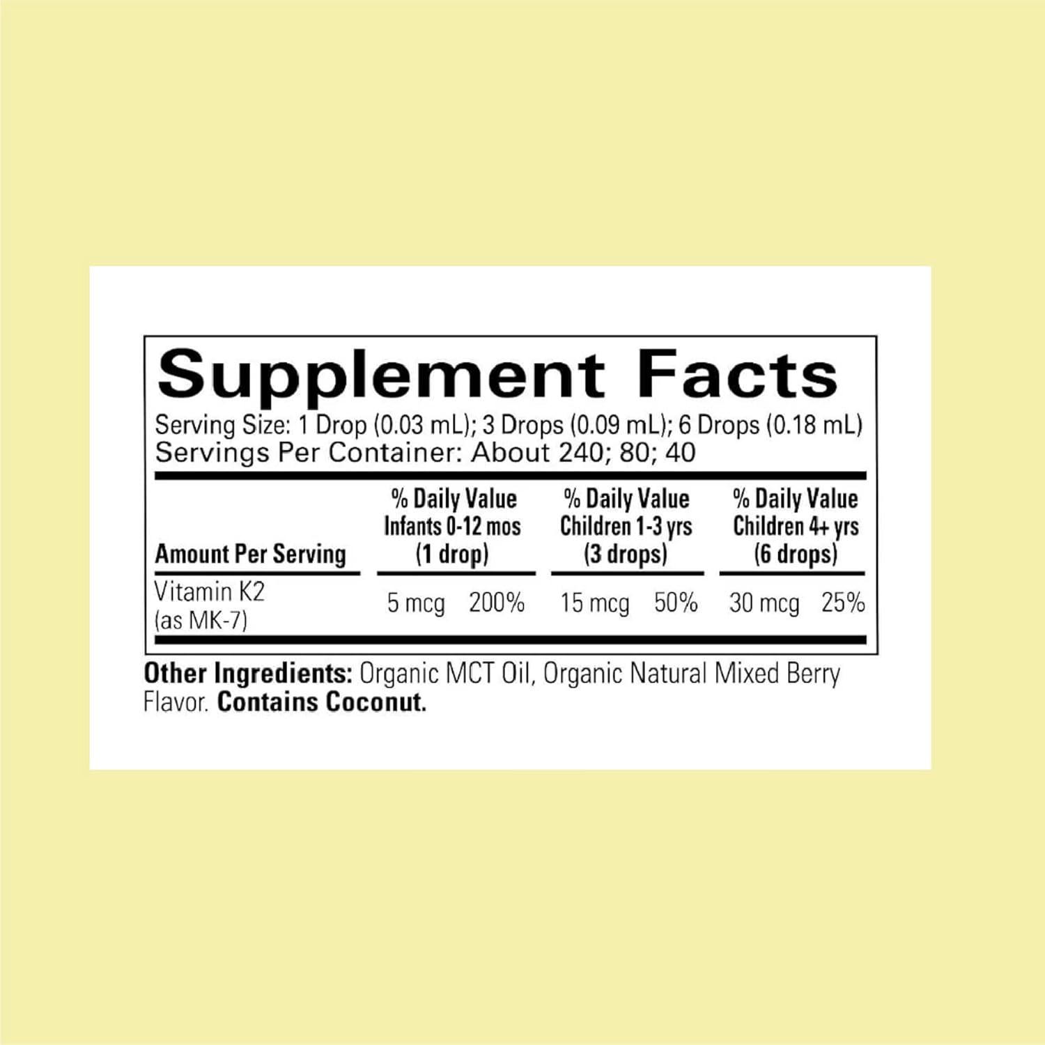 ChildLife Essentials Vitamin K2 drops supplement facts MK7 organic MCT oil 7.5ml