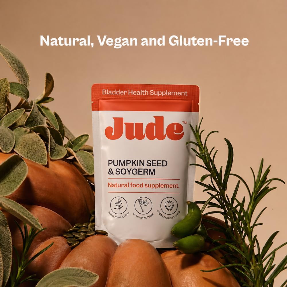Jude Bladder Health Supplement, cardboard box and capsule packaging, no flavour, 60 capsules, ingredients information