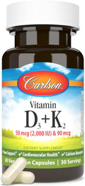 Carlson Vitamine D3 2000 IU met K2 MK7 - 60 Vegetarische Capsules