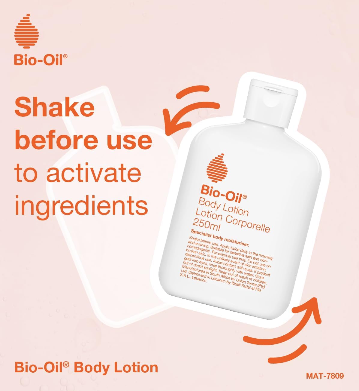 Bio-Oil Ultralight Moisturising Body Lotion, pump bottle packaging, fragrance not specified, 175ml, directions for use
