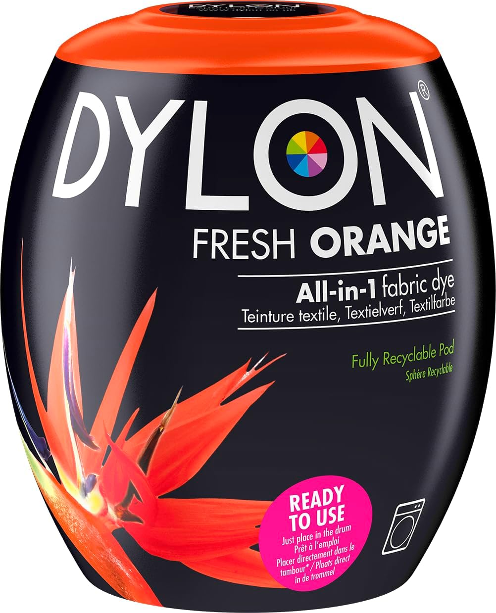 Dylon All-in-1 Washing Machine Fabric Dye Pod Fresh Orange 350g packaging