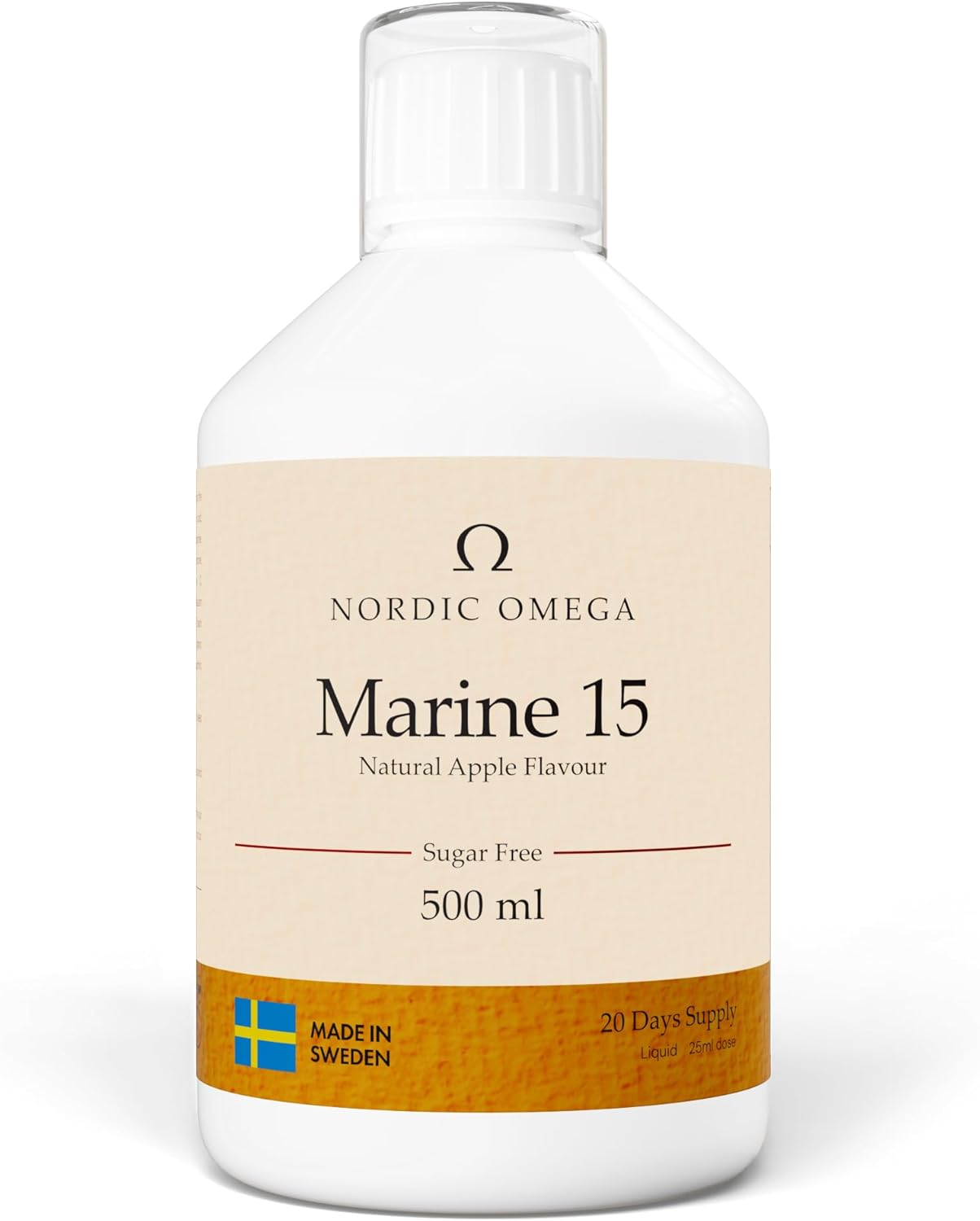 Nordic Omega Marine Collagen 15 liquid bottle natural apple flavour sugar free 500ml